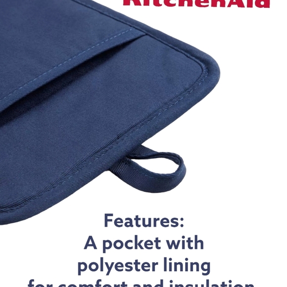 Kitchenaid Set Of 2 Ink Blue Color Pot Holders - NWT - Picture 6 of 8